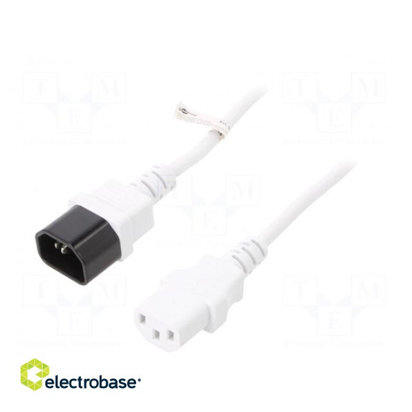 Cable | IEC C13 female,IEC C14 male | PVC | 1m | white | 10A | 250V