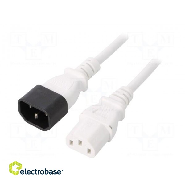 Cable | 3x0.75mm2 | IEC C13 female,IEC C14 male | PVC | 1m | white | 10A