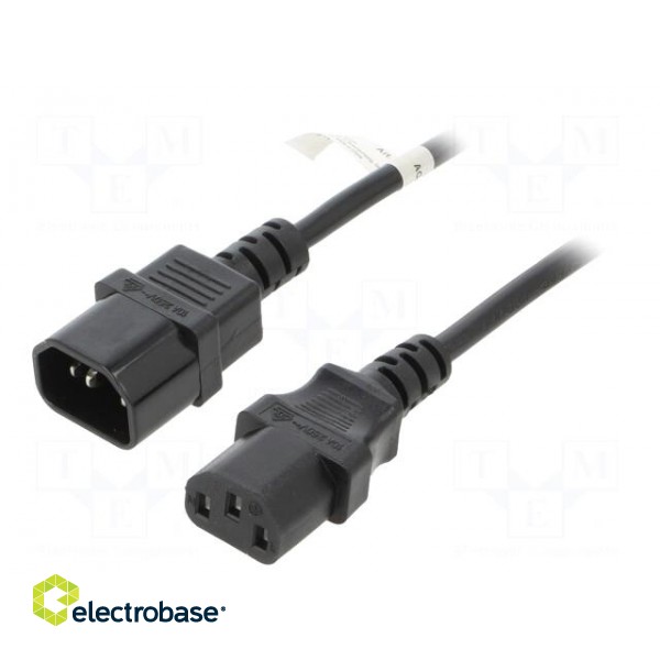 Cable | IEC C13 female,IEC C14 male | PVC | 2m | black | 10A | 250V
