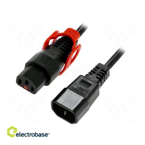 Cable | IEC C13 female,IEC C14 male | 2m | with IEC LOCK+ locking