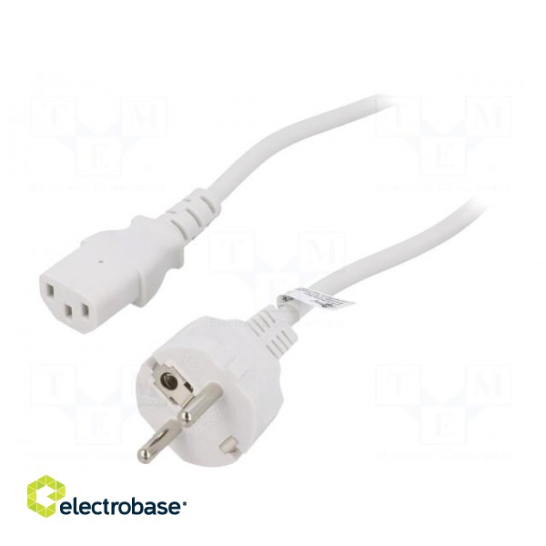 Cable | IEC C13 female,IEC C14 male | PVC | 2m | white | 10A | 250V