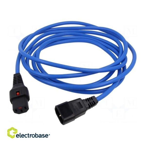 Cable | IEC C13 female,IEC C14 male | PVC | 3m | blue | 10A | 250V