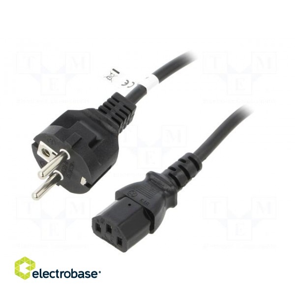 Cable | IEC C13 female,IEC C14 male | PVC | 5m | black | 10A | 250V