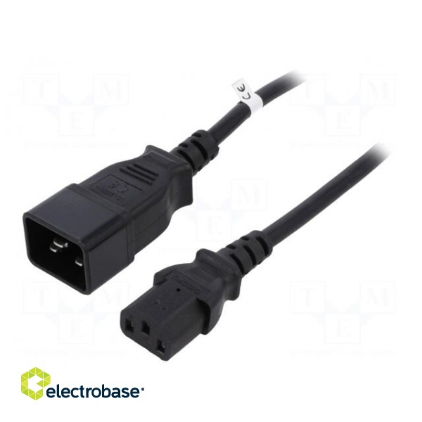 Cable | IEC C13 female,IEC C20 male | 1.2m | black | 3x1,5mm2 | 10A