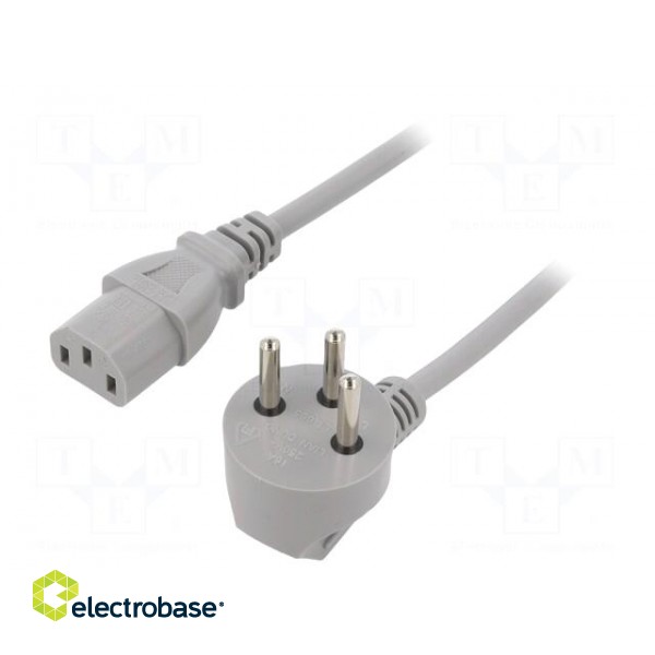 Cable | 3x0.75mm2 | IEC C13 female,IS1-16P (H) plug angled | PVC