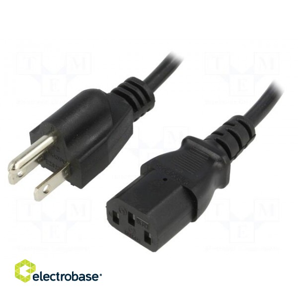 Cable | 3x18AWG | IEC C13 female,NEMA 5-15 (B) plug | PVC | 1.5m