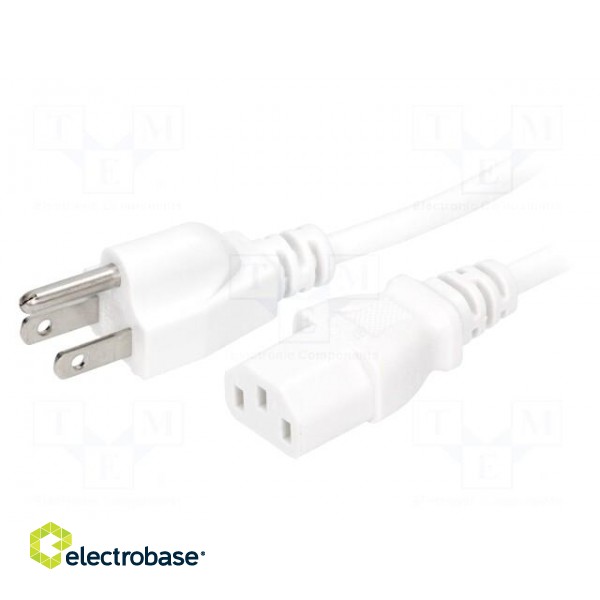 Cable | 3x18AWG | IEC C13 female,NEMA 5-15 (B) plug | PVC | 1.5m