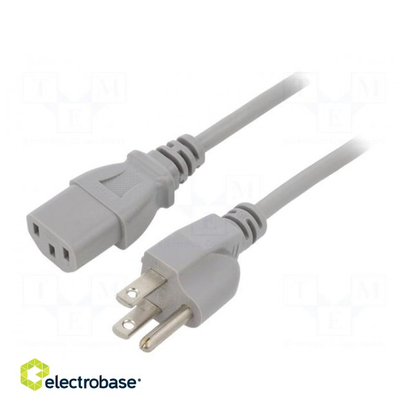 Cable | 3x18AWG | IEC C13 female,NEMA 5-15 (B) plug | PVC | 1.8m