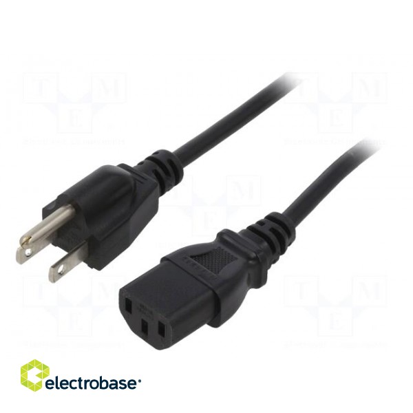Cable | NEMA 5-15 (B) plug,IEC C13 female | 2m | black | PVC | 3x18AWG