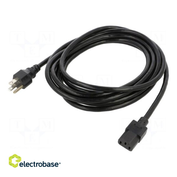 Cable | 3x18AWG | IEC C13 female,NEMA 5-15 (B) plug | PVC | 4.6m