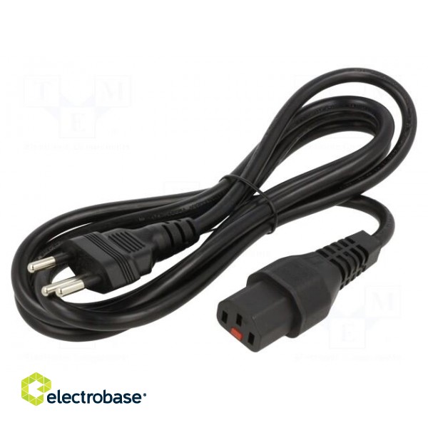 Cable | IEC C13 female,SEV-1011 (J) plug | 2m | black | 10A | 250V