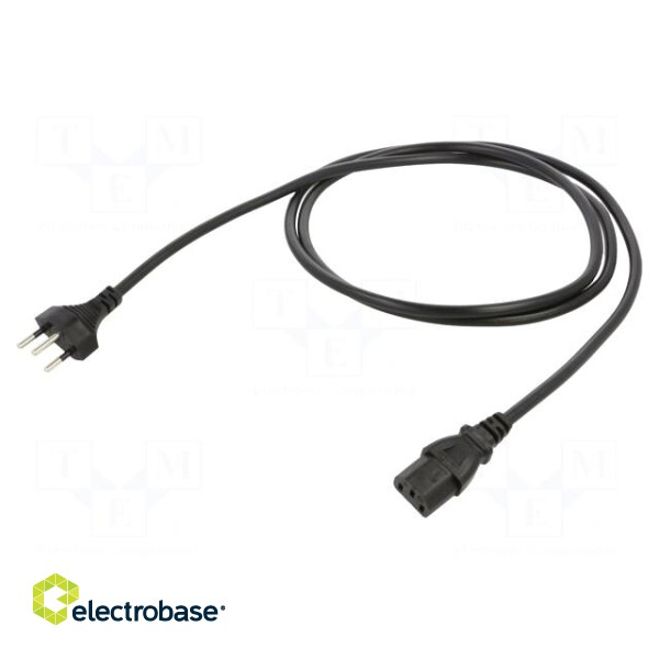 Cable | 3x1mm2 | IEC C13 female,SEV-1011 (J) plug | PVC | 1.8m | black