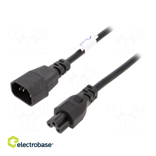 Cable | 3x0.5mm2 | IEC C14 male,IEC C5 female | PVC | 1.5m | black