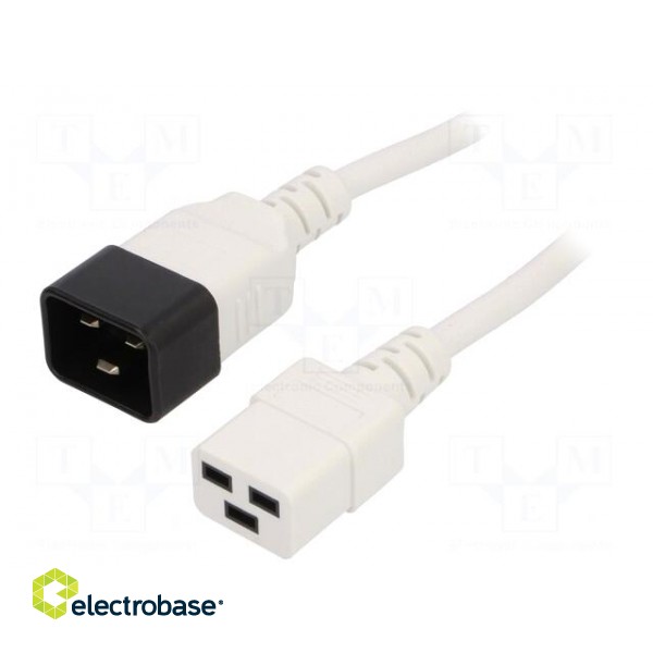 Cable | 3x1.5mm2 | IEC C19 female,IEC C20 male | PVC | 3m | white | 16A