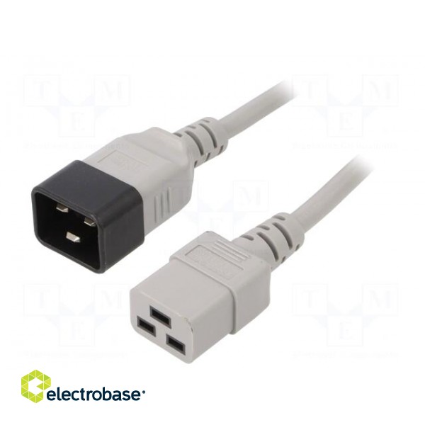 Cable | 3x1.5mm2 | IEC C19 female,IEC C20 male | PVC | 5m | grey | 16A