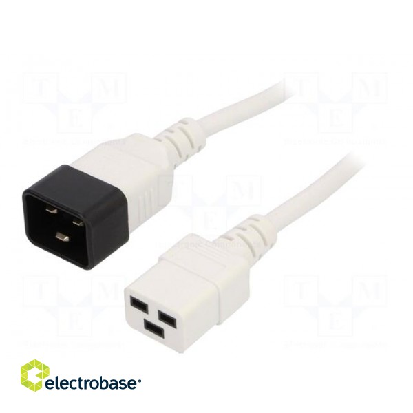 Cable | 3x1.5mm2 | IEC C19 female,IEC C20 male | PVC | 5m | white | 16A