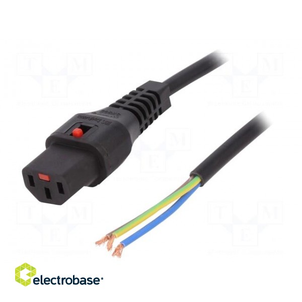Cable | IEC C19 female,wires | PVC | 5m | with IEC LOCK locking | 10A