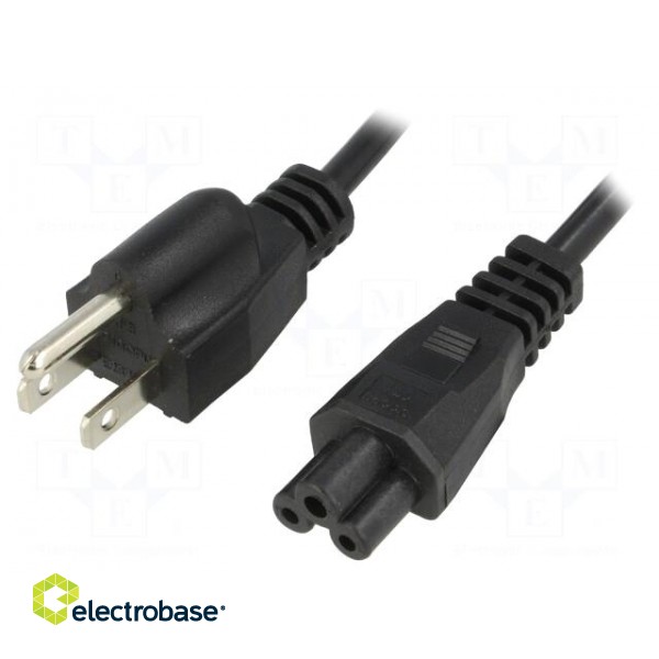Cable | NEMA 5-15 (B) plug,IEC C5 female | 1.5m | black | PVC | 2.5A