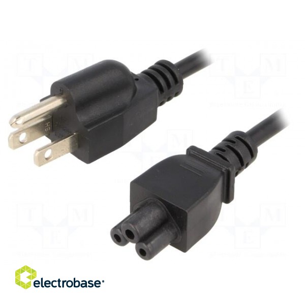 Cable | 3x0.75mm2 | IEC C5 female,NEMA 5-15 (B) plug | PVC | 1.8m