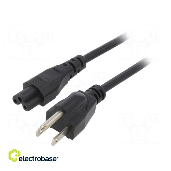 Cable | 3x18AWG | IEC C5 female,NEMA 5-15 (B) plug | PVC | 1.8m | 7A