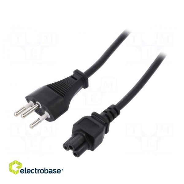 Cable | IEC C5 female,SEV-1011 (J) plug | 1mm | black | PVC | 2.5A