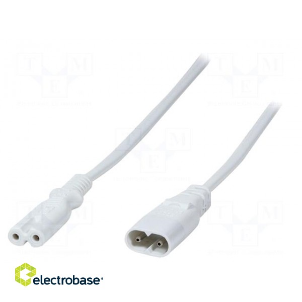 Cable | IEC C7 female,IEC C8 male | 2m | Sockets: 1 | white