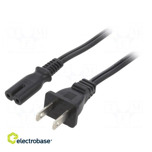 Cable | 2x18AWG | IEC C7 female,NEMA 1-15 (A) plug | PVC | 5m | black