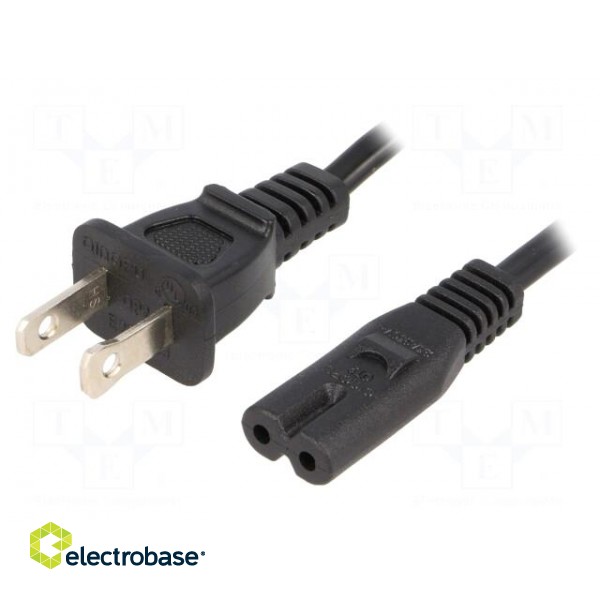Cable | 2x0.75mm2 | IEC C7 female,NEMA 1-15 (A) plug | PVC | 1.8m