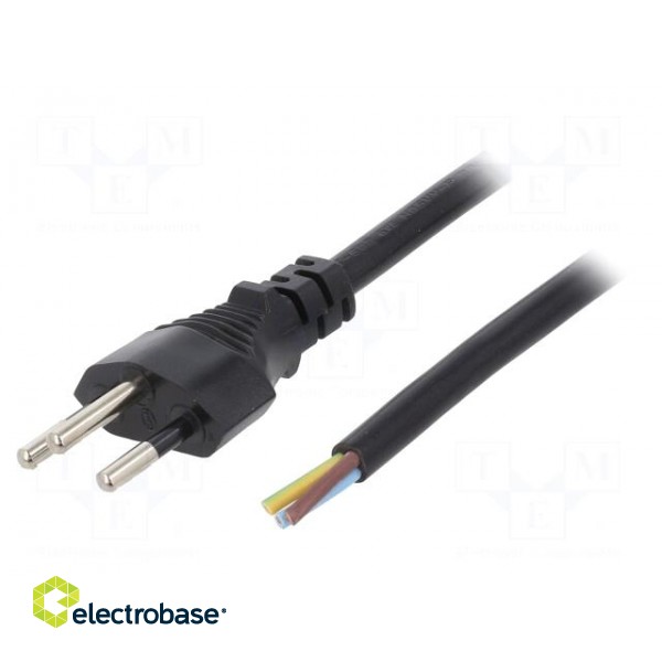 Cable | 3x1mm2 | wires,SEV-1011 (J) plug | PVC | 1.8m | black | 10A | 250V