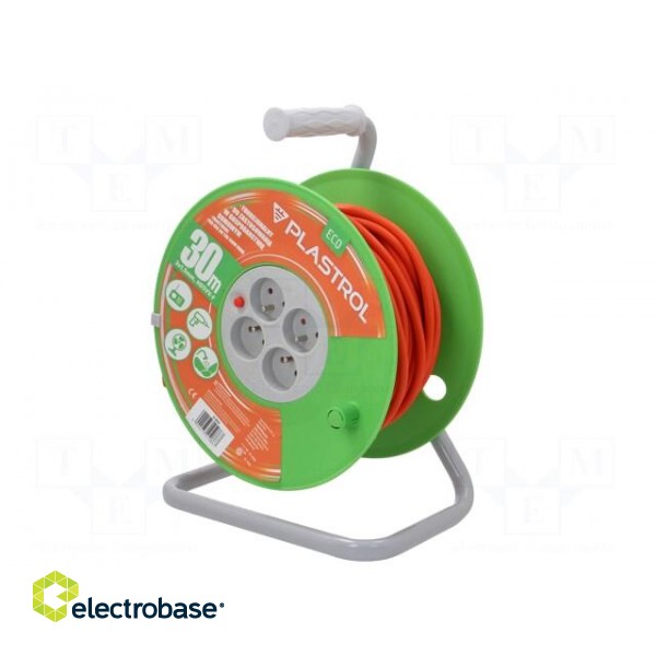 Extension lead | 3x1.5mm2 | reel | Sockets: 4 | PVC | orange | 30m | 16A image 2