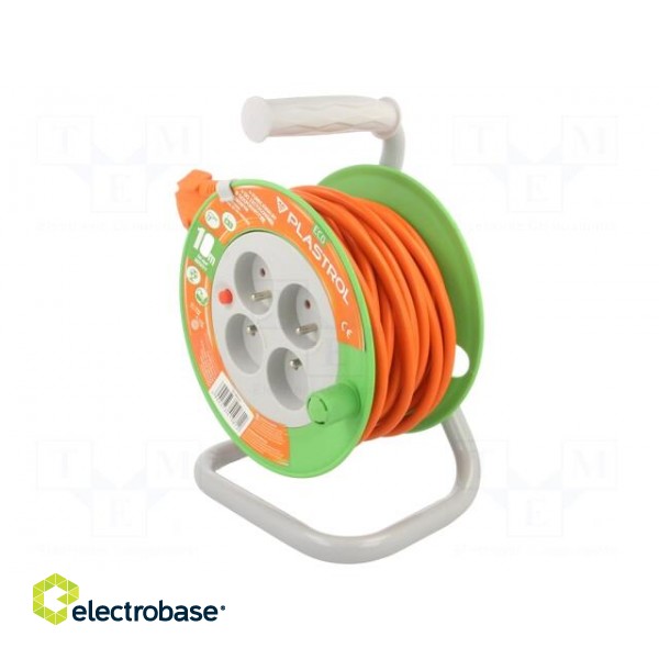 Extension lead | 3x1mm2 | reel | Sockets: 4 | PVC | orange | 10m | 10A
