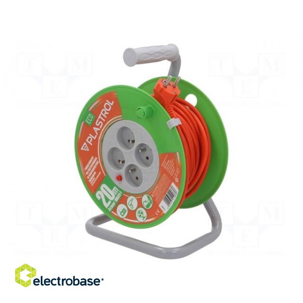 Extension lead | 3x1mm2 | reel | Sockets: 4 | PVC | orange | 20m | 10A image 1