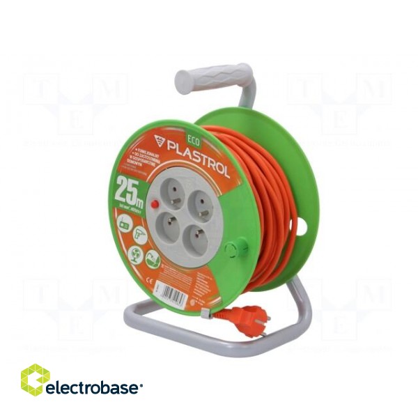 Extension lead | 3x1mm2 | reel | Sockets: 4 | PVC | orange | 25m | 10A image 2