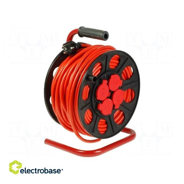 Extension lead | reel | Sockets: 4 | PVC | orange | 3x1,5mm2 | 50m | 10A