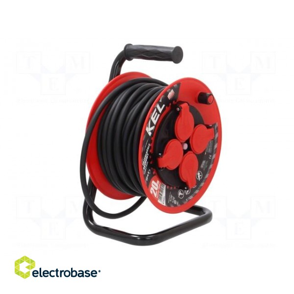 Extension lead | 3x2.5mm2 | reel | Sockets: 4 | rubber | black | 20m | 16A image 8