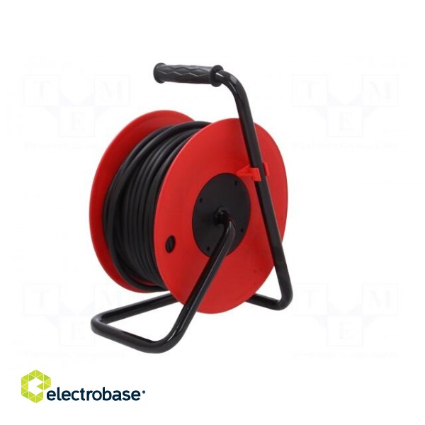 Extension lead | 3x2.5mm2 | reel | Sockets: 4 | rubber | black | 40m | 16A фото 4