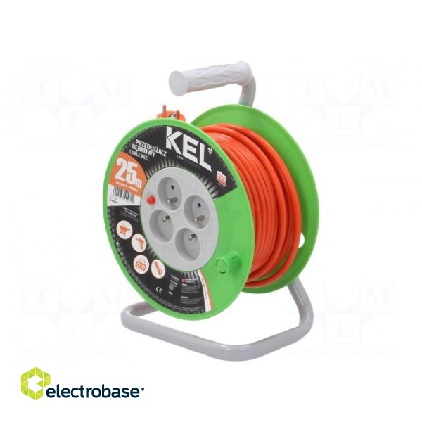 Extension lead | 3x1.5mm2 | reel | Sockets: 4 | PVC | orange | 25m | 16A image 1