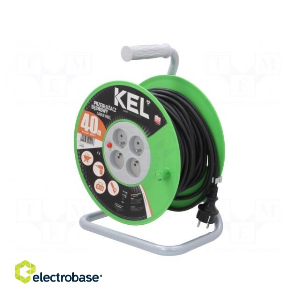 Extension lead | 3x1.5mm2 | reel | Sockets: 4 | PVC | black | 40m | 16A image 1