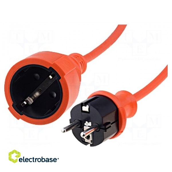 Extension lead | 3x1.5mm2 | Schuko | Sockets: 1 | PVC | orange | 20m | 16A