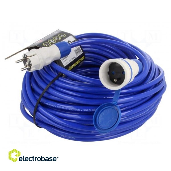 Extension lead | 3x2.5mm2 | Sockets: 1 | PUR | blue | 40m | 16A