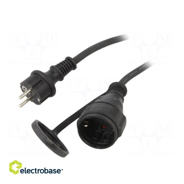 Extension lead | 3x1.5mm2 | Sockets: 1 | PVC | black | 25m | 10A