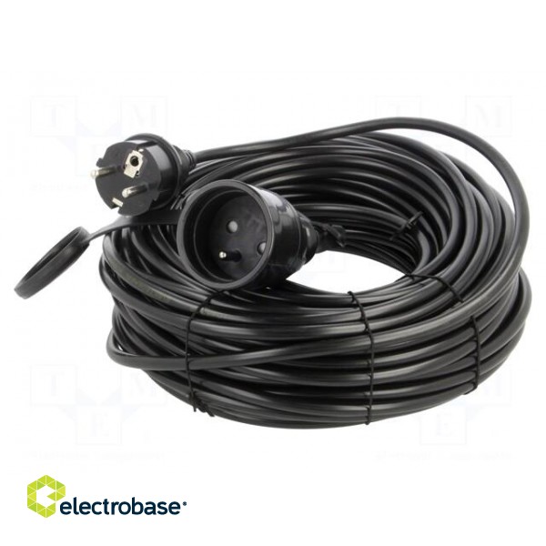 Extension lead | 3x1mm2 | Sockets: 1 | PVC | black | 30m | 10A | STANDARD