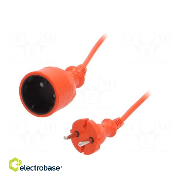 Extension lead | 2x1mm2 | Sockets: 1 | PVC | orange | 15m | 10A