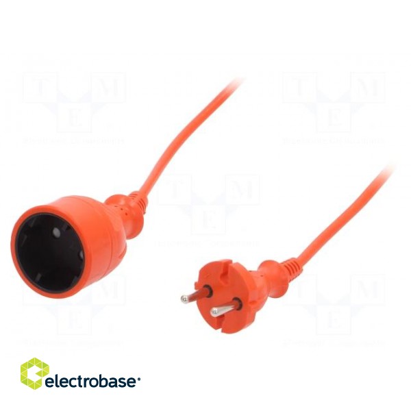 Extension lead | 2x1mm2 | Sockets: 1 | PVC | orange | 25m | 10A