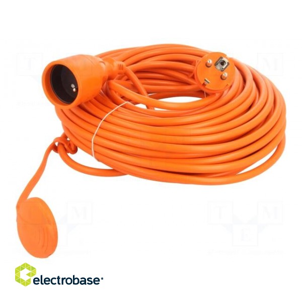 Extension lead | 3x1.5mm2 | Sockets: 1 | PVC | orange | 25m | 16A