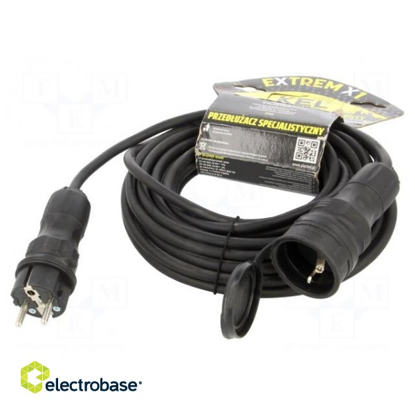 Extension lead | 3x1.5mm2 | Sockets: 1 | rubber | black | 10m | 16A