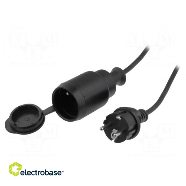 Extension lead | 3x1.5mm2 | Sockets: 1 | rubber | black | 40m | 10A