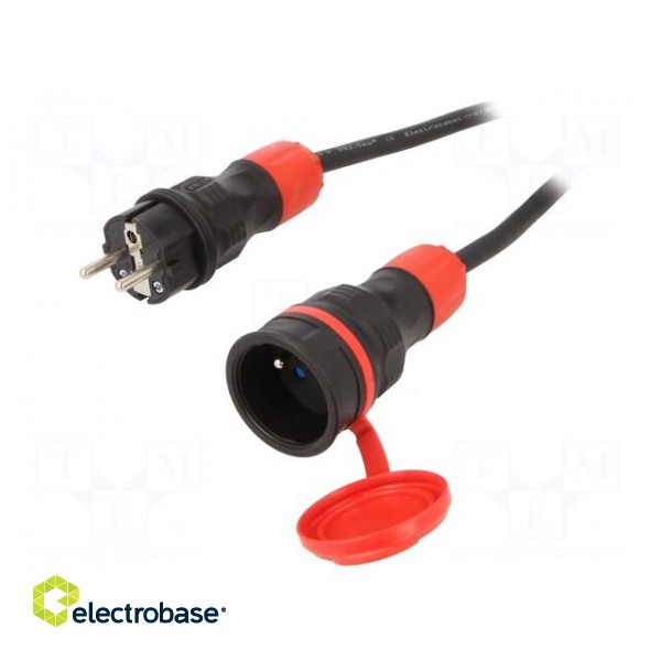 Extension lead | 3x1.5mm2 | Sockets: 1 | rubber | black | 15m | 16A