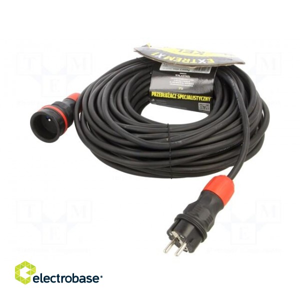 Extension lead | 3x1.5mm2 | Sockets: 1 | rubber | black | 25m | 16A