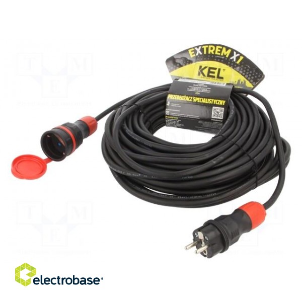 Extension lead | 3x1.5mm2 | Sockets: 1 | rubber | black | 25m | 16A